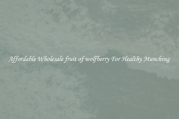 Affordable Wholesale fruit of wolfberry For Healthy Munching 
